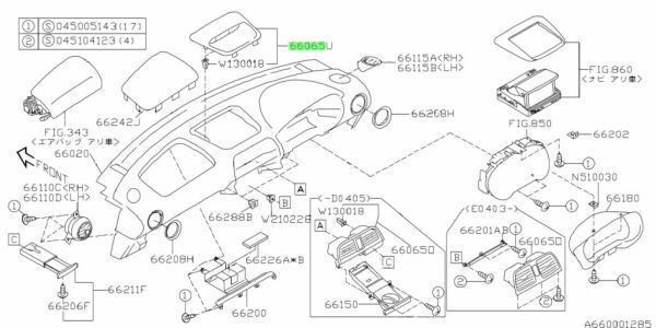 スバル 純正品 インプレッサ WRX STI GD/GG系センターパネル アッパ