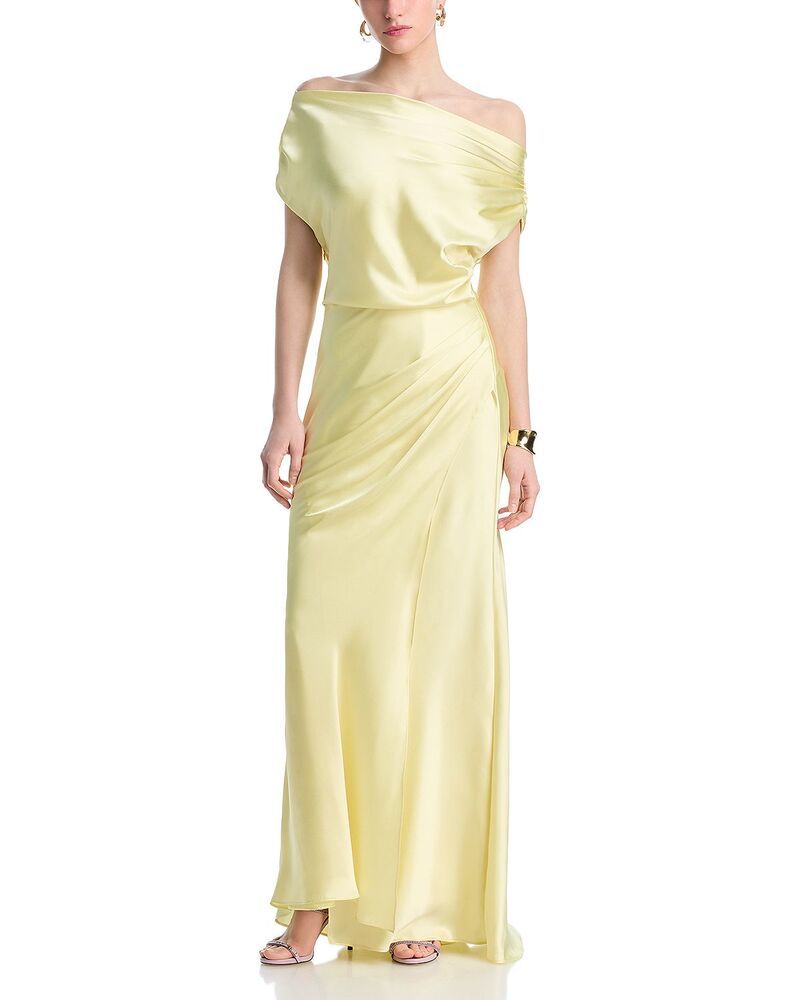 アクア レディース トップス ワンピース サテン AQUA Satin Off The Shoulder Dress Exclusive Butter