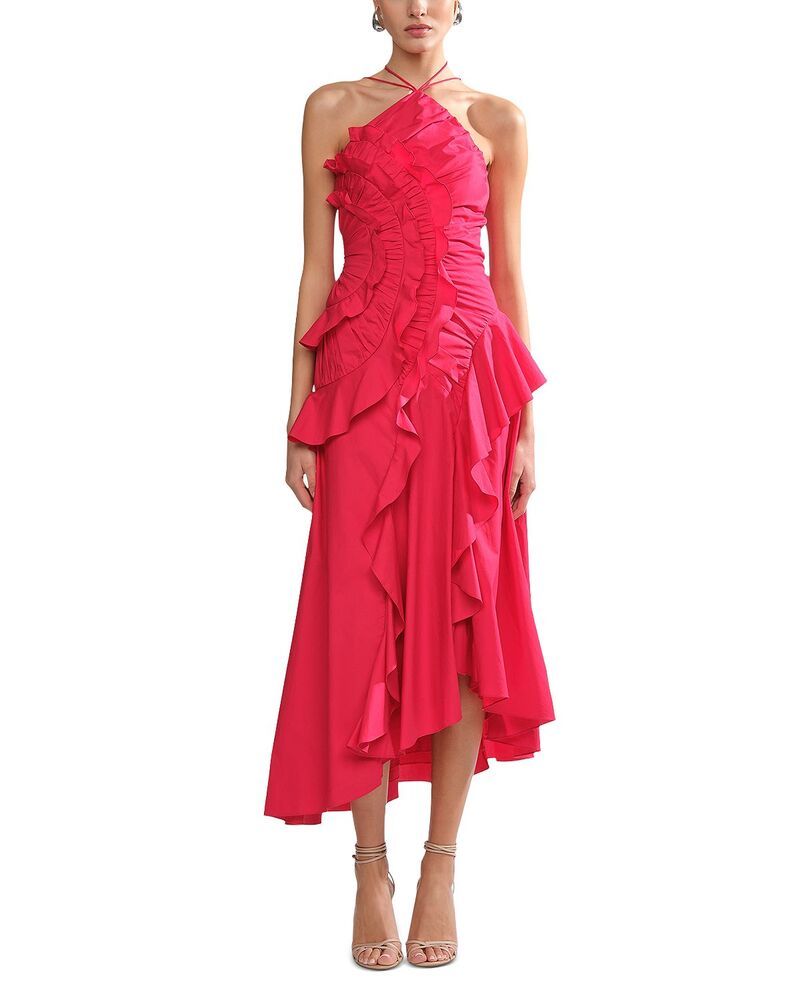 アムール レディース トップス ワンピース フリル Amur Ottavia Ruffledressolstice Red レッド