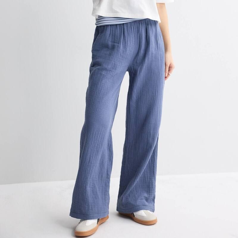 エスオー レディース ボトムス カジュアルパンツ Juniors SO High Rise Double Gauze Pants Cyclone Blue ブルー