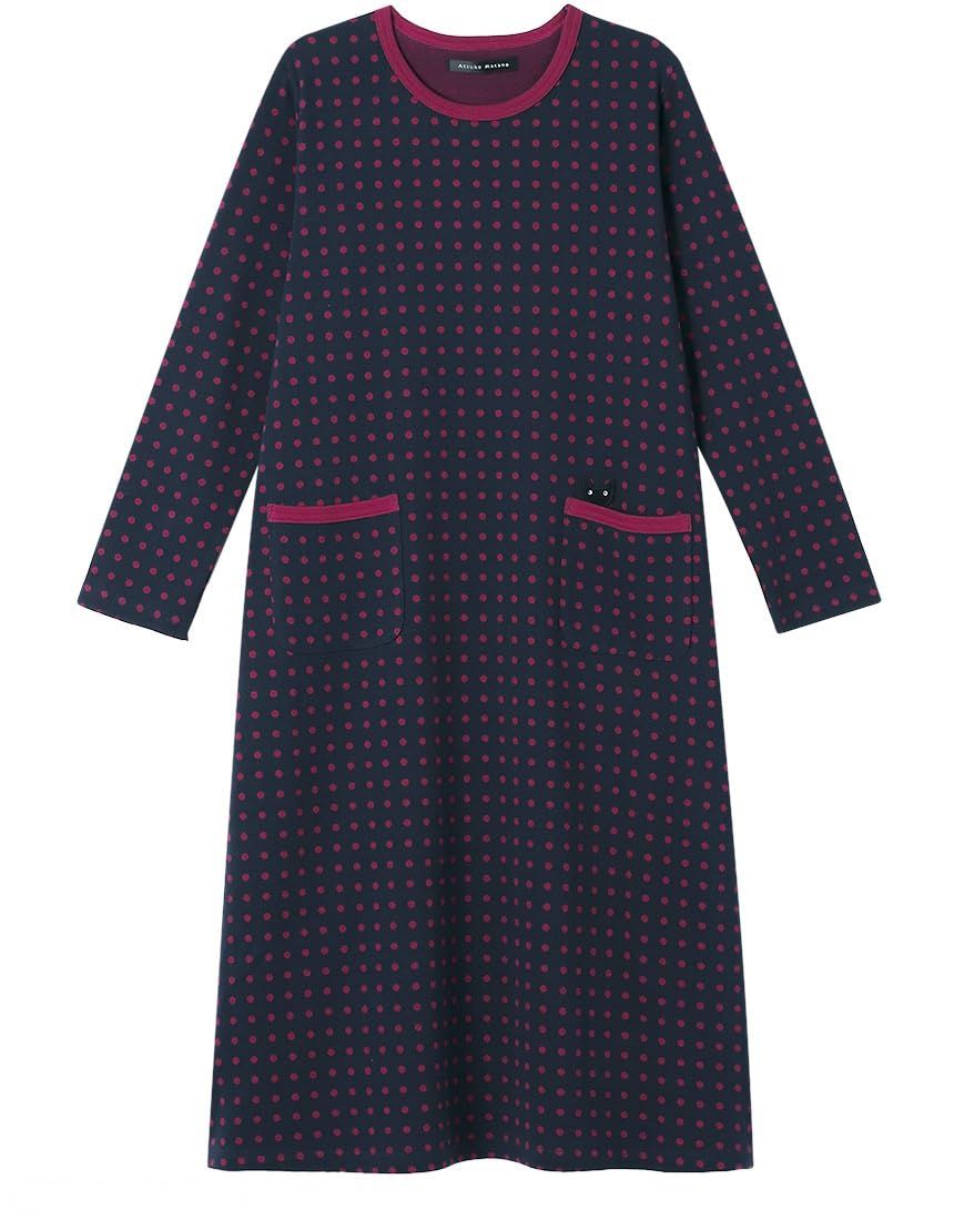 新品 Wacoal RELAX＆SLEEP(ワコール リラックス&スリープ)アツコマタノ ワンピース 長袖 綿100%(本体) HNW402 ATSUKO MATANO KO M