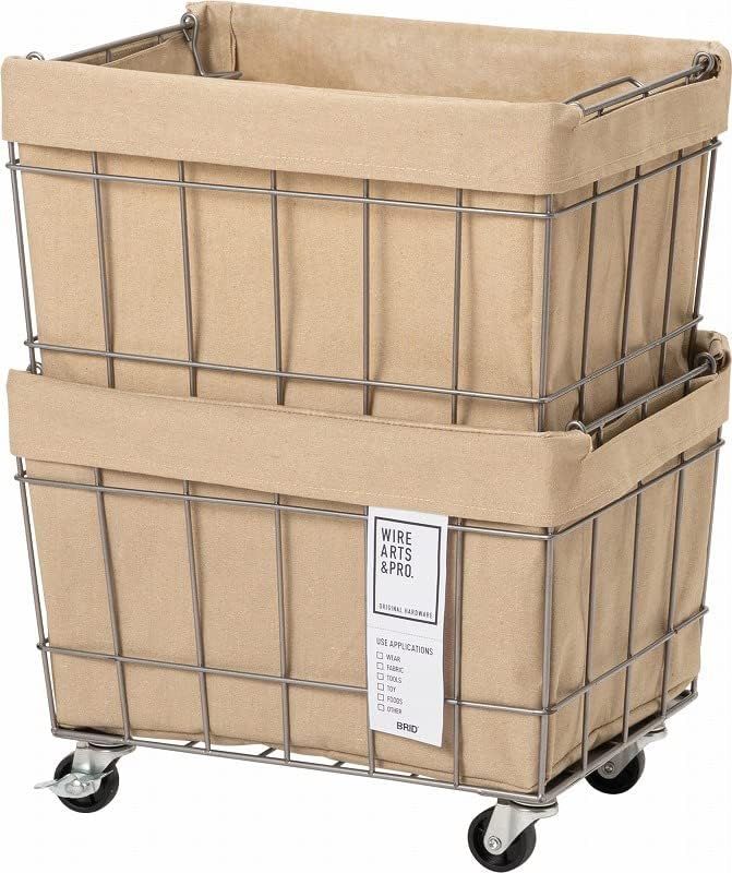 新品 003372 WIRE ARTS&PRO STACKING BASKET 2 with CASTER/WASHABLE COVER スタッキングバスケット 2段 キャスター/ウォッシャブルカバー (ベージュ) キッチン パントリー収納 キャスター付き