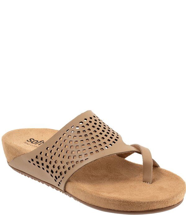 ソフトウォーク レディース シューズ サンダル レザー SoftWalk Blaine Perf Leather Thong Sandals Beige ベージュ