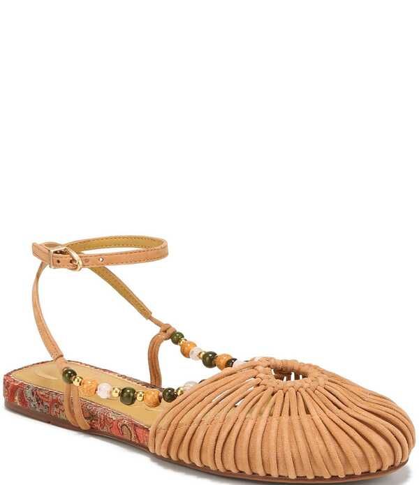 サムエデルマン レディース シューズ サンダル スエード アンクル Circus NY by Sam Edelman Kassie Woven Suede Beaded Ankle Strap Flat Sandals Amber Sand アンバー