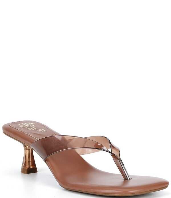 ジャンビニ レディース シューズ ヒール サンダル Gianni Bini Vaga Two Clear Thong Dressandals Miko Tan タン