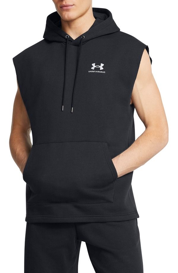 アンダーアーマー メンズ アウター パーカー・スウェット ノースリーブ フリース Under Armour Icon Fleece Sleeveless Hoodie Black ブラック