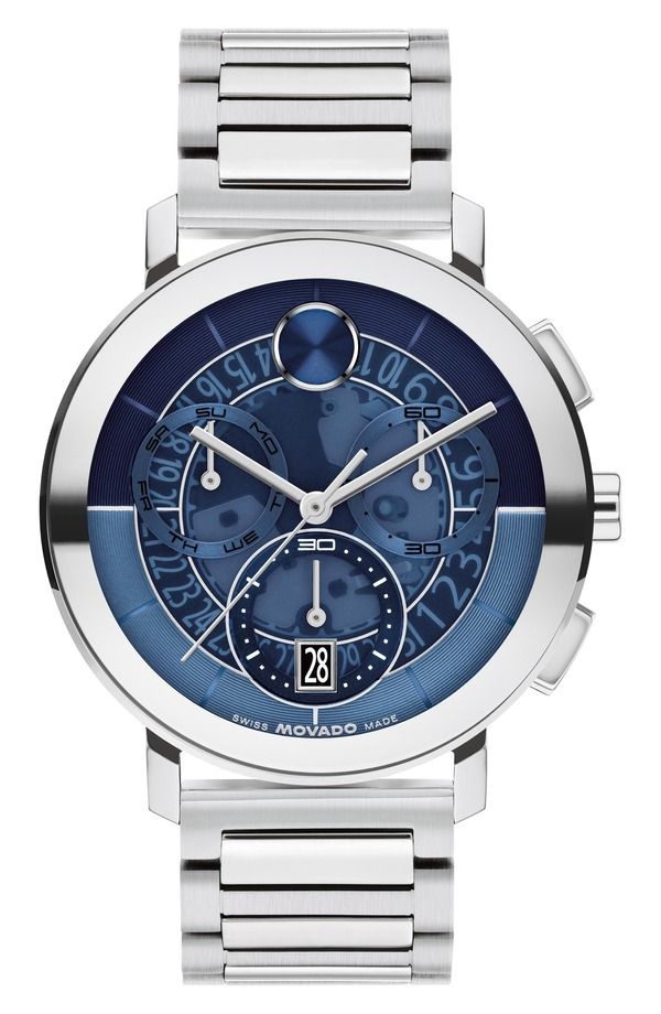 モバド メンズ アクセサリー 腕時計 Movado Bold Evolution 20 Chronograph Bracelet Watch 42mm Blue ブルー