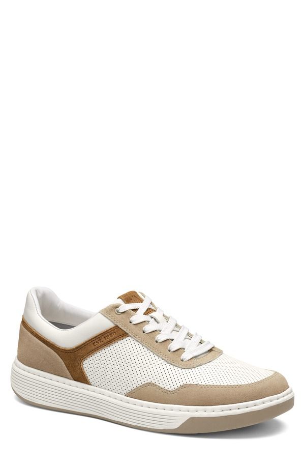 ジョンストンアンドマーフィー メンズ シューズ スニーカー Johnston Murphy Dawson Sneaker White Full Grain Taupe Suede ホワイト