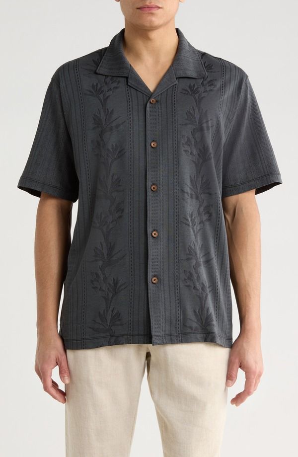 トッミーバハマ メンズ トップス シャツ Tommy Bahama Palm Fresco Beach IslandZone ButtonUp Camp Shirt Coal