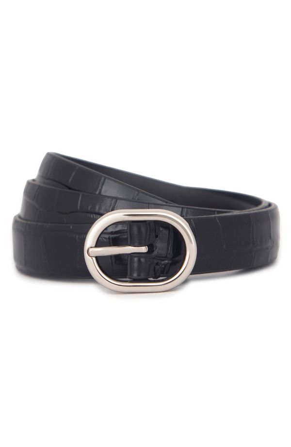 ヴィンス レディース アクセサリー ベルト レザー Vince Croc Embossed Leather Belt Black ブラック