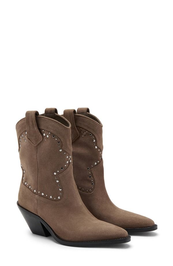 マンゴ レディース シューズ ブーツ・レインブーツ MANGO Pointed Toe Western Boot Sand サンド