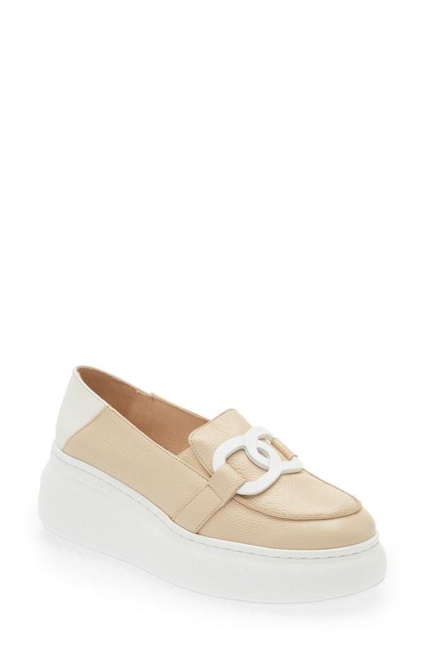 ワンダーズ レディース シューズ スリッポン・ローファー プラットフォーム Wonders Platform Loafer Natural OffWhite Leather オフホワイト