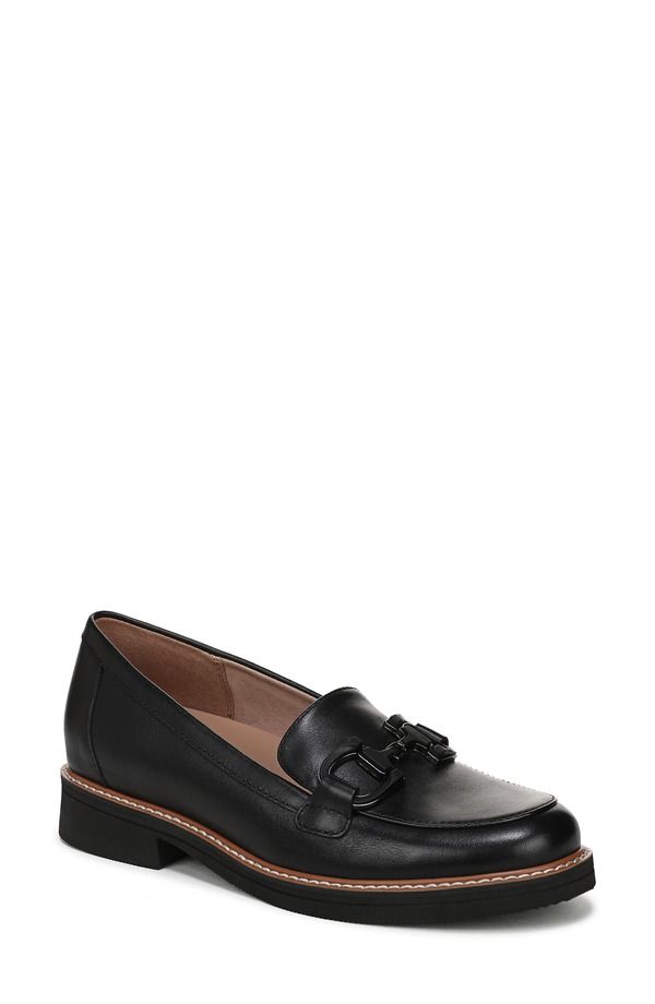 ナチュライザー レディース シューズ スリッポン・ローファー Naturalizer Theo Loafer Black Leather ブラック