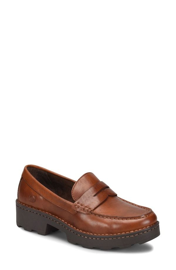 バーン レディース シューズ スリッポン・ローファー プラットフォーム Brn Carrera Platform Penny Loafer Brown Leather ブラウン