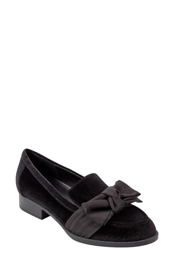 バンドリーノ レディース シューズ スリッポン・ローファー Bandolino Bow Loafer Black Velvet ブラック