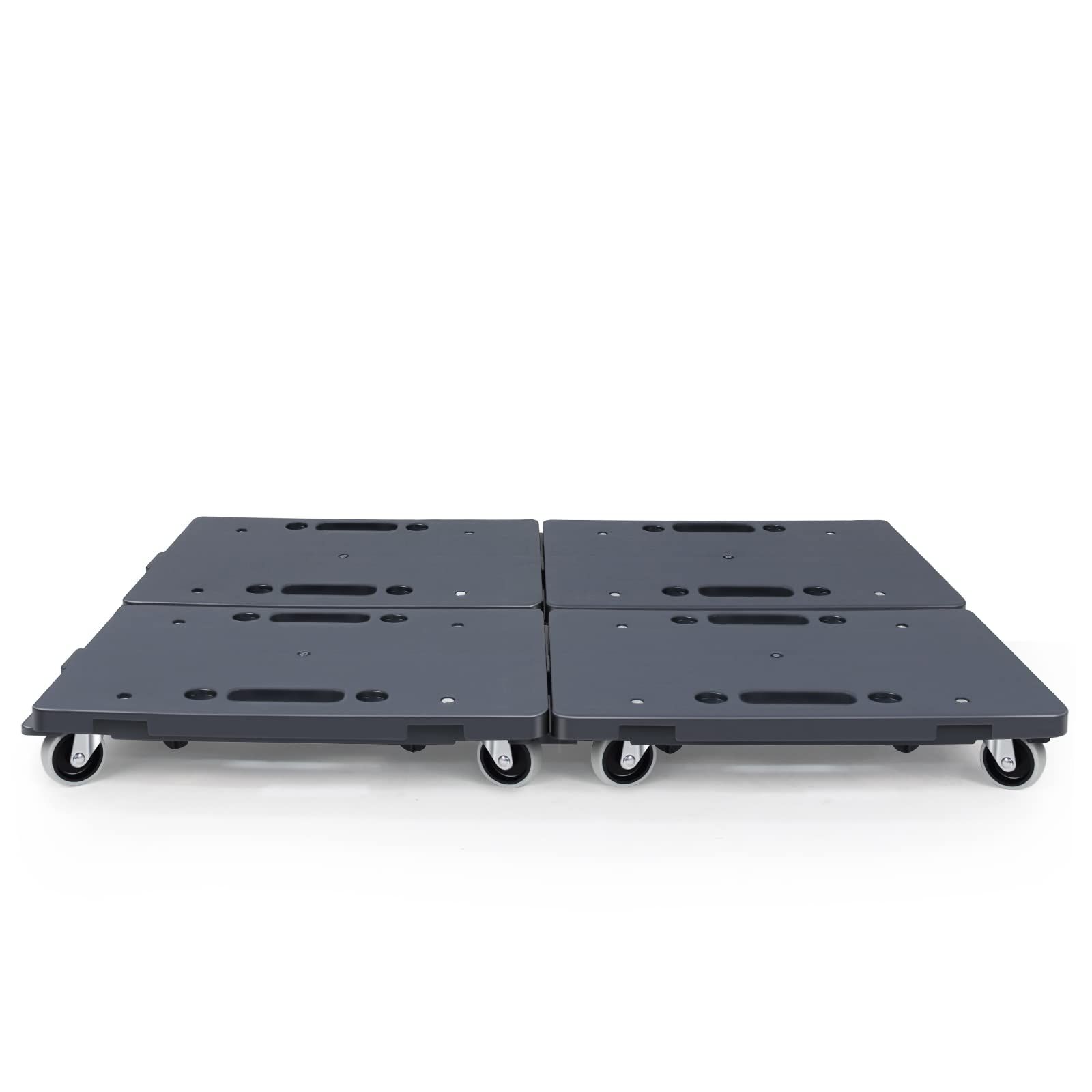 Uholan連結平台車41.5×28cm カート キャリー 【4台組】耐荷重200kg 軽量1.25kg 台車縦横連結可能 スタッキング運搬 家庭用 グレーas a9e342d0