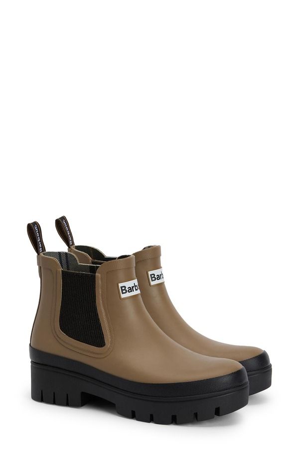 バブアー レディース シューズ ブーツ・レインブーツ チェルシー Barbour Halton Waterproof Chelsea Rain Boot Military BrownBlack ブラック