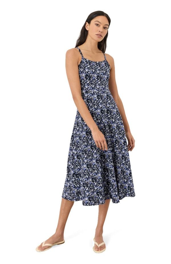 パクト レディース トップス ワンピース ミディ コットン Pact Fit Flare Midi Dress Made With Organicotton Paradise Petals Navy Blue ネイビー