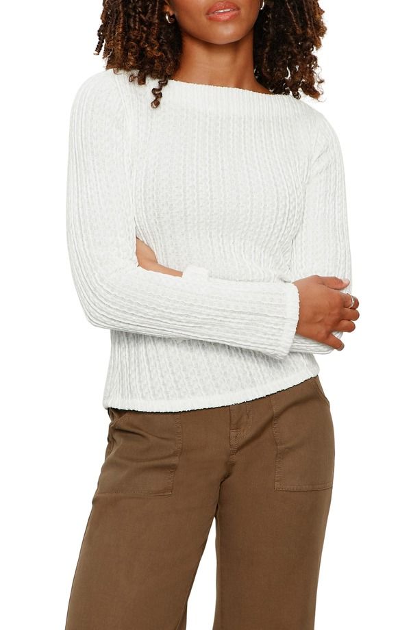 サンクチュアリー レディース トップス シャツ Sanctuary Boat Neck Rib Top Chalk White ホワイト