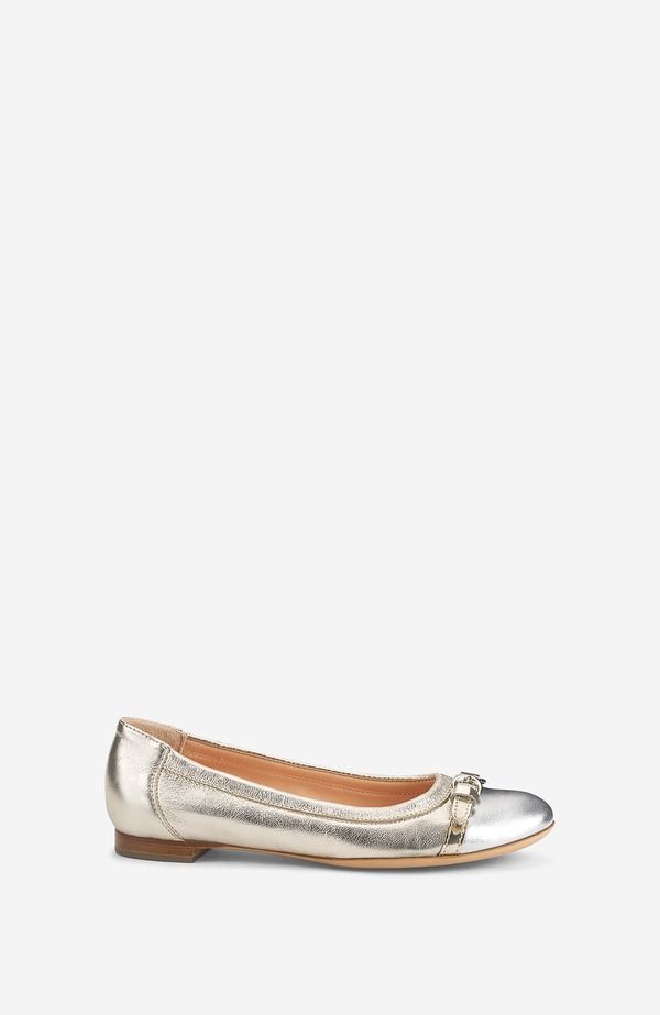 エージーエル レディース シューズ パンプス キャップ AGL Monika Cap Toe Ballet Flat Metallic Silver Sandy シルバー