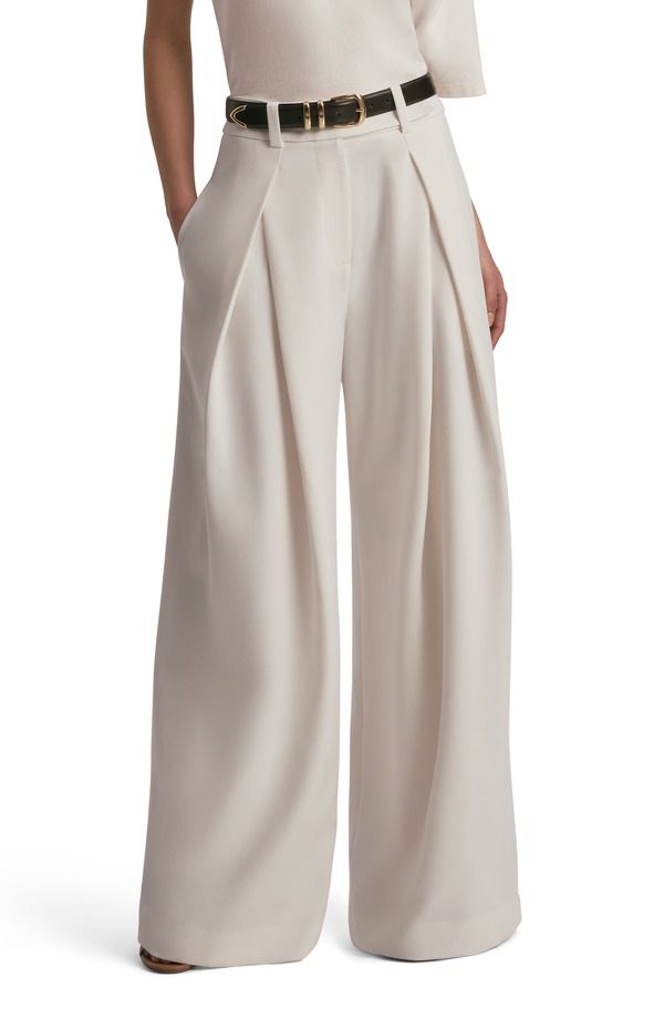 フェイバリット ドーター レディース ボトムス カジュアルパンツ ワイドレッグ プリーツ Favorite Daughter Pleated Wide Leg Pants Ivory アイボリー