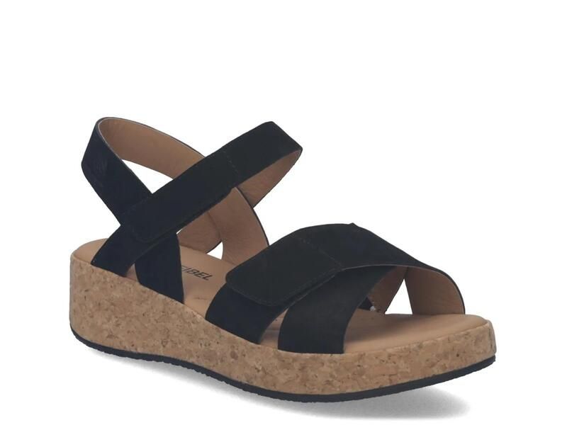ジョセフセイベル レディース シューズ サンダル Josef SeibelEvita 03 Wedge Sandal Womens Black Nubuck Leather ブラック
