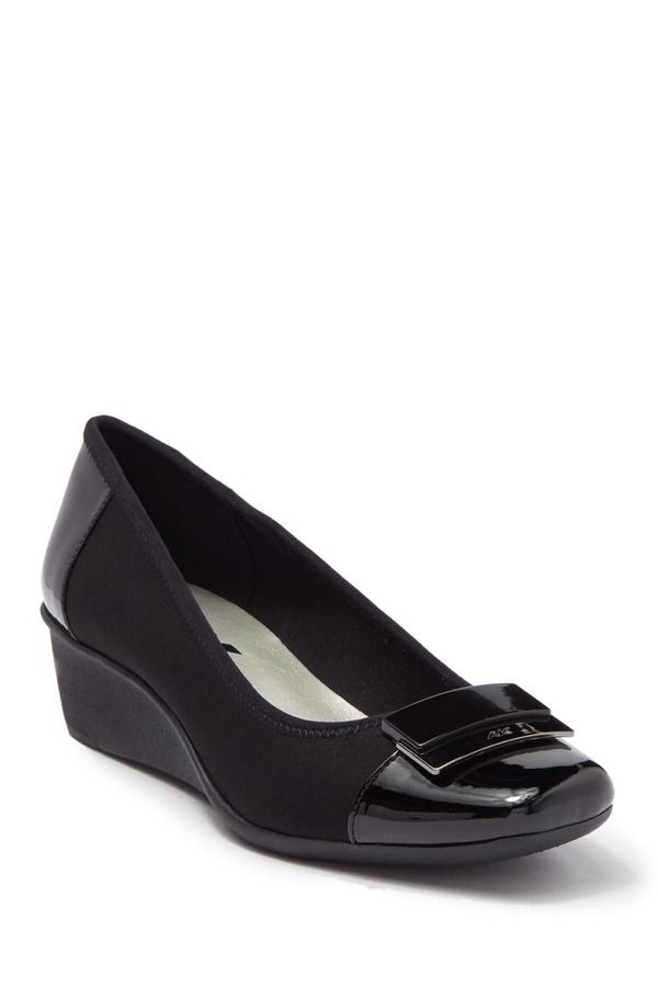 アンクライン レディース シューズ スリッポン・ローファー Anne Klein Waverly Wedge Loafer Black ブラック