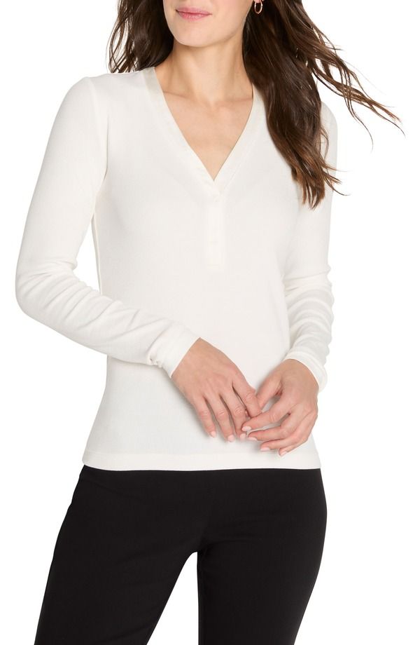 ニックプラスゾーイ レディース トップス シャツ Vネック ニット NICZOE Trimmed Knit Rib VNeck Top Classicream クリーム
