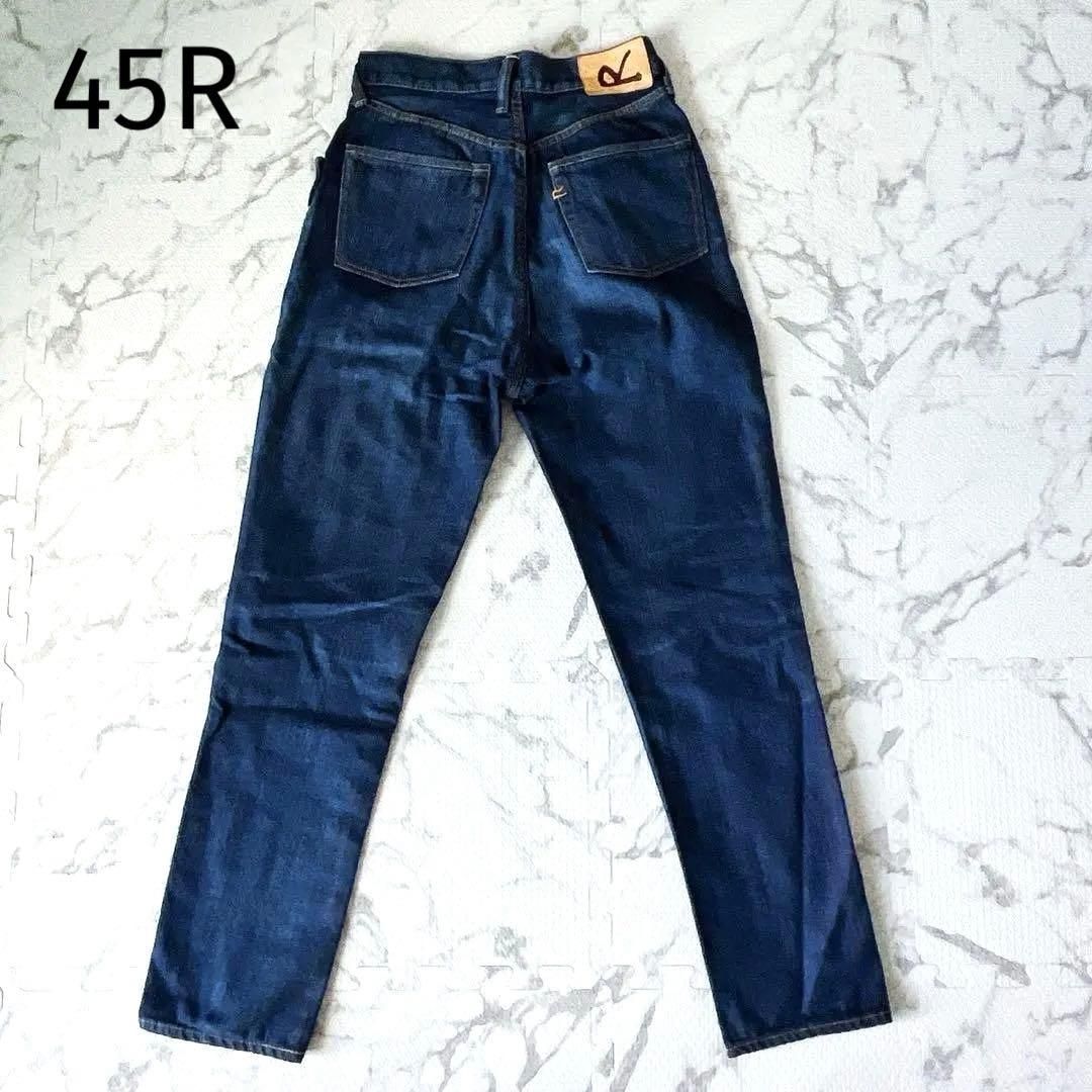 【美品】45R AD3000 藍茜比女デニム 梅の花リベット テーパードデニム 藍染め ハイウエスト デニム パンツ 0 梅の花リベット 馬革パッチ セルビッチ 定価6.6万 日本製 8126026 B1211