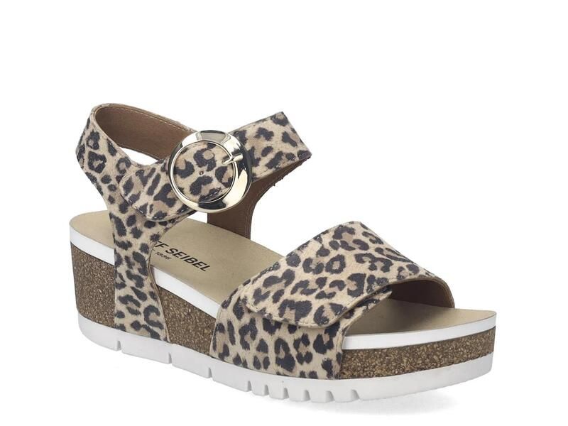 ジョセフセイベル レディース シューズ サンダル Josef SeibelQuinn 16 Wedge Sandal Womens TaupeBlack Leopard Print ブラック