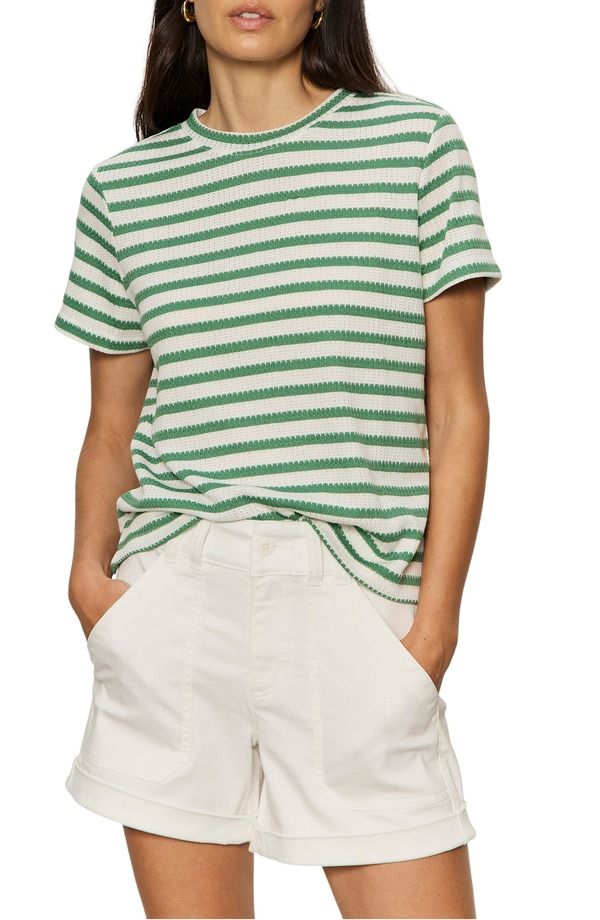 サンクチュアリー レディース アウター パーカー・スウェット Tシャツ Sanctuary Perfectexture Stripe Tee Green Juice White ホワイト