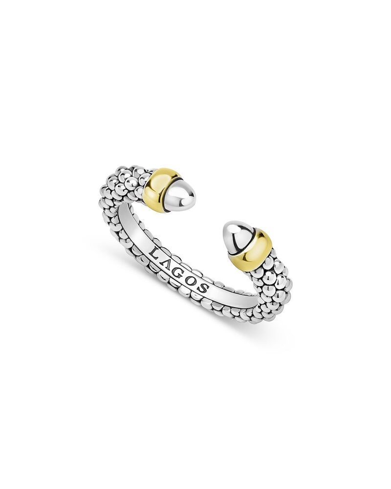 ラゴス レディース アクセサリー リング ミニ LAGOS 14K Yellow Gold Sterling Silver Signature Caviar Mini Versa Stacking Ring Silver シルバー