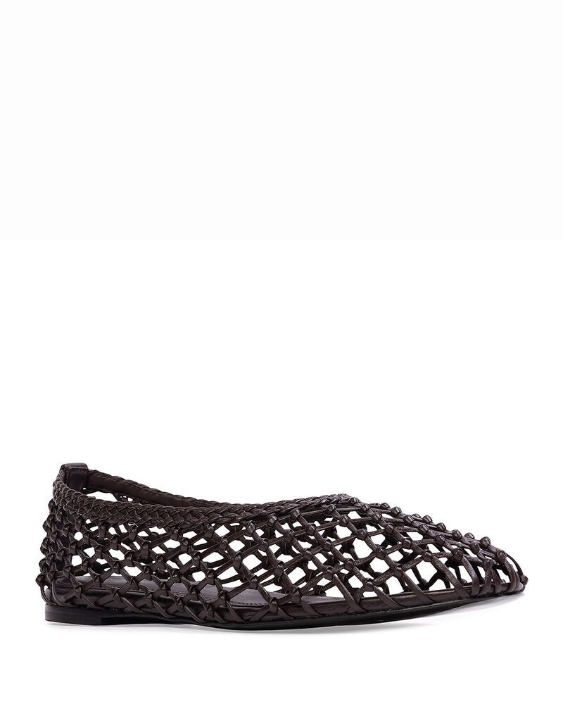 ブラックスエードスタジオ レディース シューズ パンプス レザー Black Suede Studio Womensonia Woven Leather Ballerina Flats Black Coffee ブラック