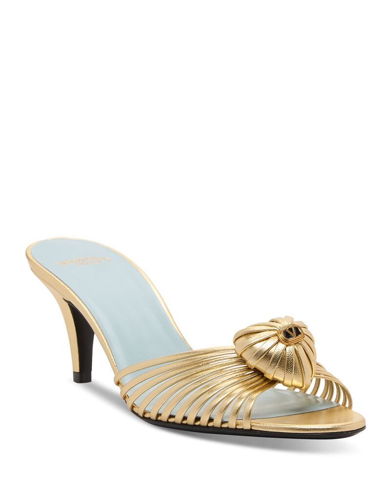 ヴァレンティノ レディース シューズ サンダル レザー ロゴ Valentino Garavani Womens Vlogo Royaleather Sandals PecanAntique Brass