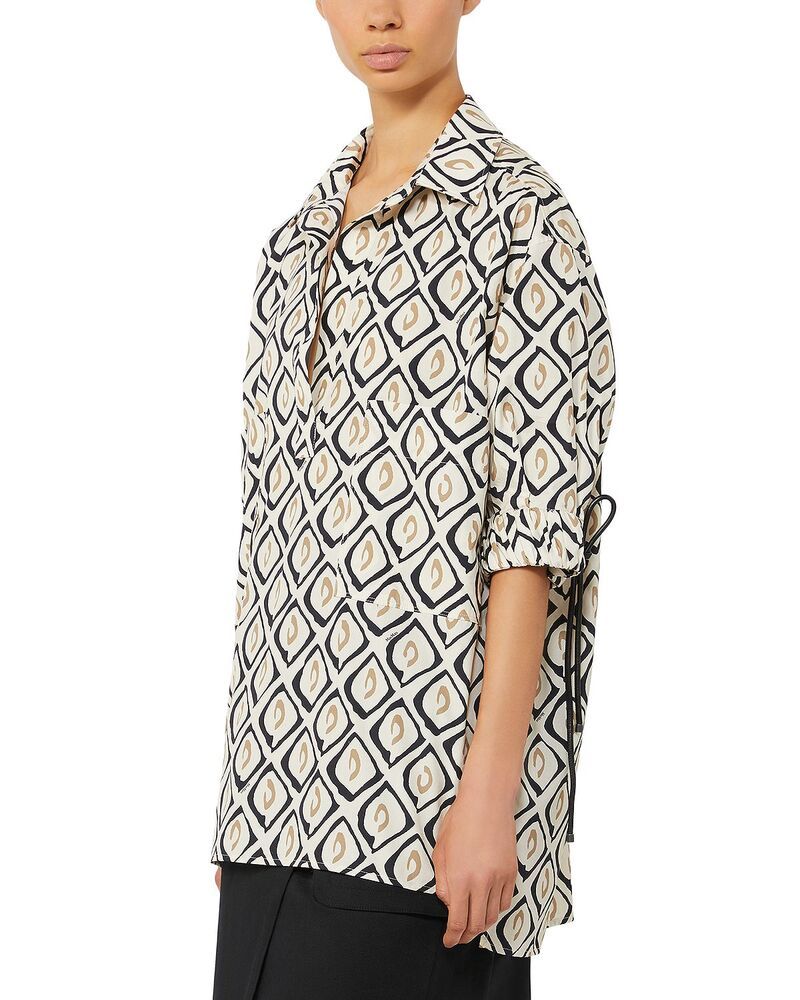 マックスマーラ レディース トップス シャツ プリント Max Mara Mxmecru Printed Poplin Shirt Beige ベージュ