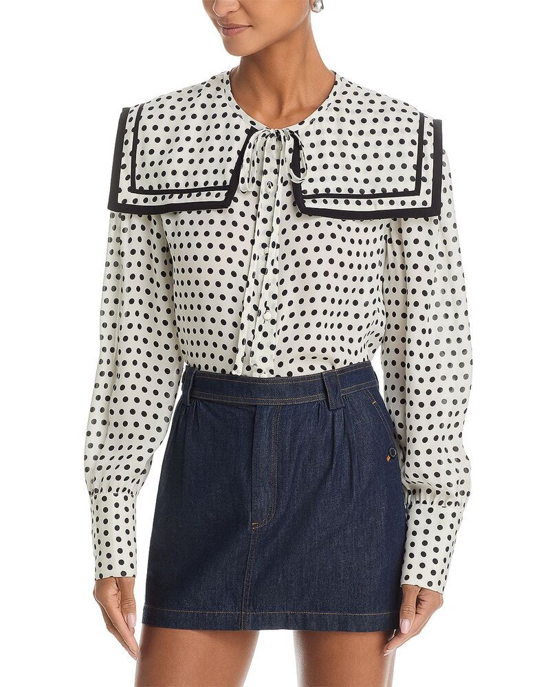 フレーム レディース トップス シャツ ドット柄 ドット シルク ブラウス FRAME The Silk Polka Dot Fleet Blouse Creamulti クリーム