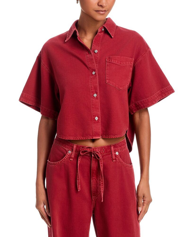 ラグアンドボーン レディース トップス シャツ クロップド rag bone Marin Short Sleeve Cropped Shirt Sienna Stone ストーン