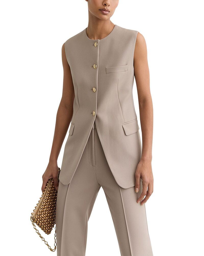 レイス レディース アウター コート REISS Gabi Waistcoat Stoneutral ストーン