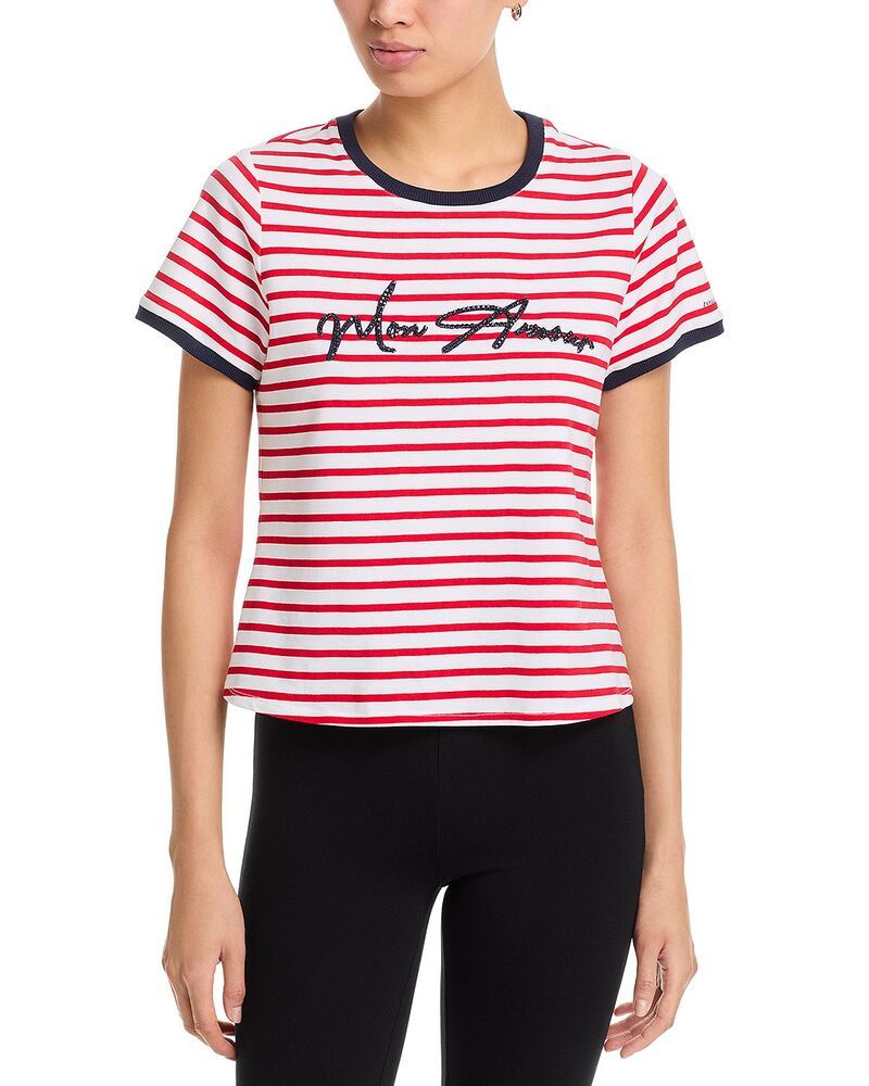 サンク セプト レディース トップス Tシャツ Cinq Sept Mon Amour Striped Tee WhiteGoji Berry ホワイト