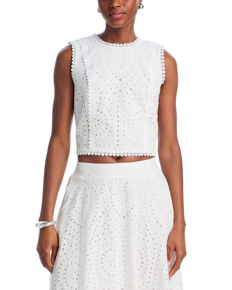 アクア レディース トップス シャツ ノースリーブ AQUA Eyelet Sleeveless Top Exclusive White ホワイト