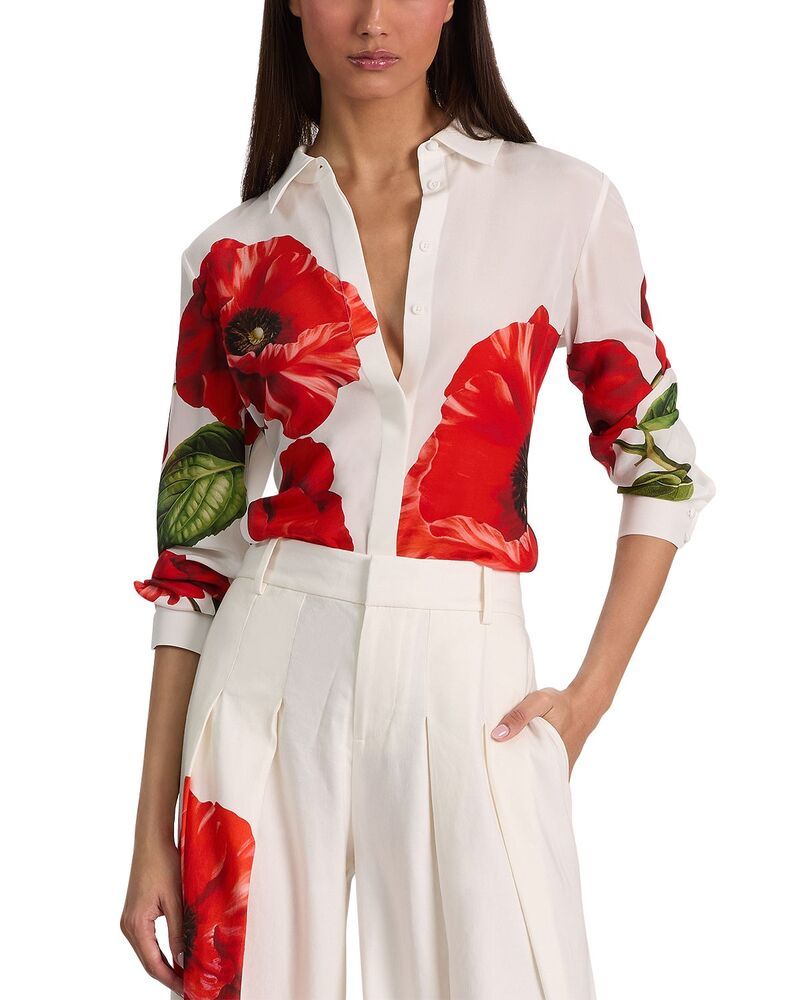 アリスアンドオリビア レディース トップス シャツ シルク Alice and Olivia Willa Silk Top Summer Poppy