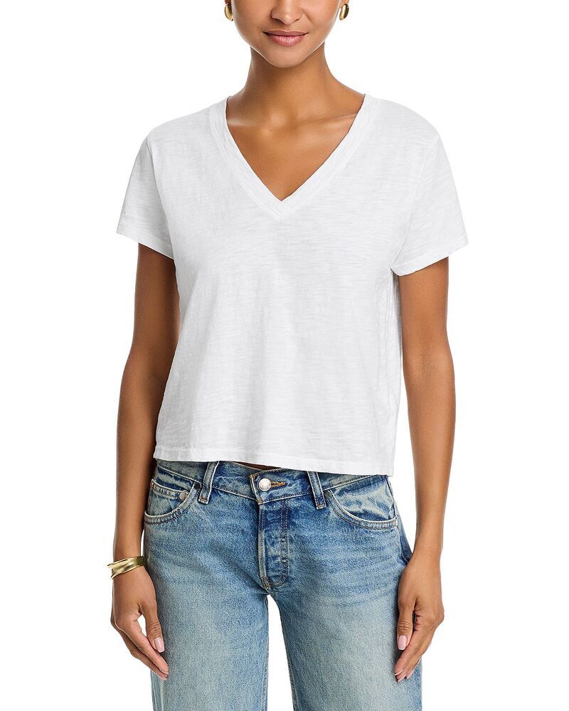 ヴェルヴェットバイグラハムスペンサー レディース トップス シャツ Vネック Velvet by Graham Spencer Elisha V Neck Short Sleeve Top White ホワイト