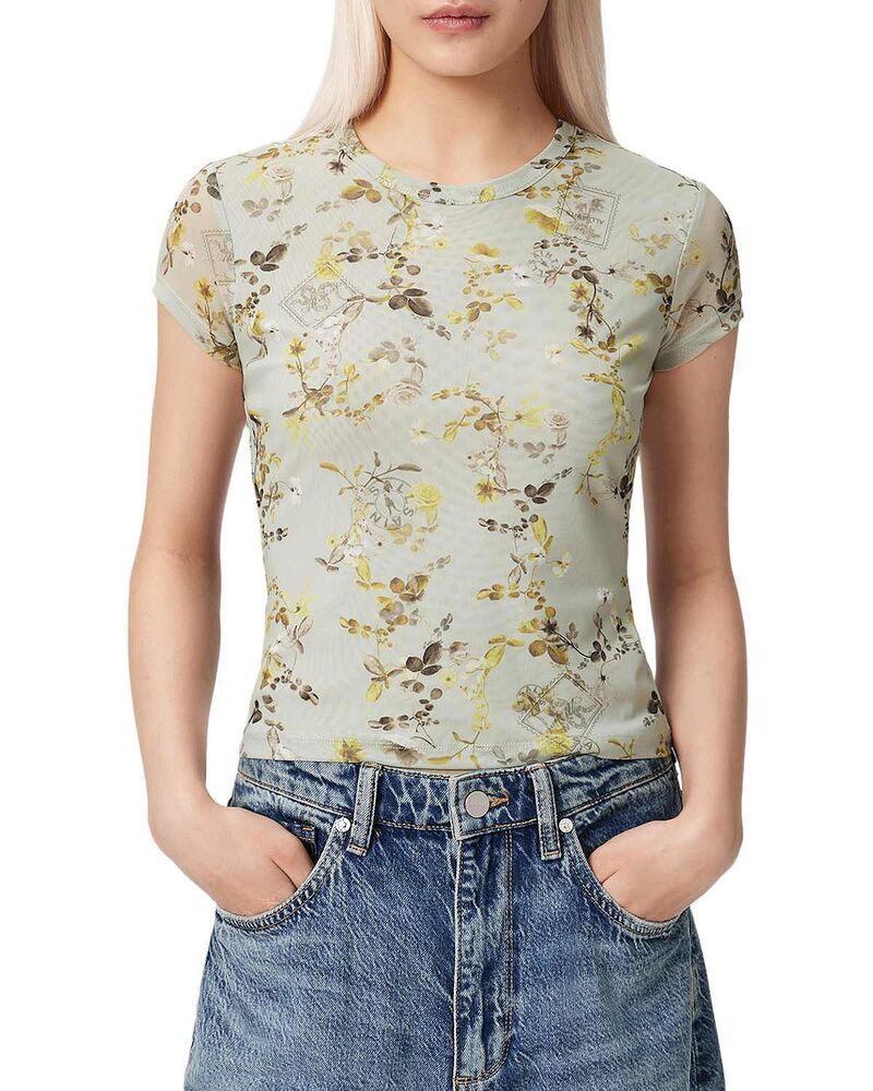 オールセインツ レディース トップス Tシャツ メッシュ ALLSAINTS Ellie Mesh Tee Carmel Stem Green グリーン