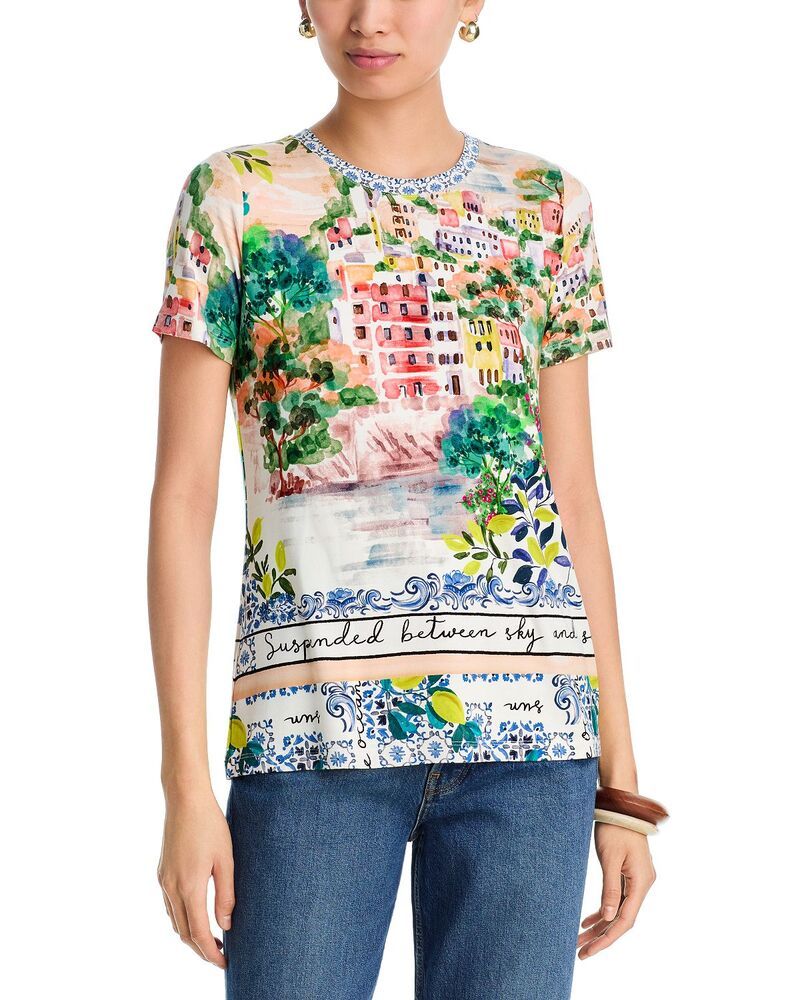 ジョニーワズ レディース トップス Tシャツ クルーネック Johnny Was The Janie Favorite Short Sleeve Crewneck Tee Olympe Scarf