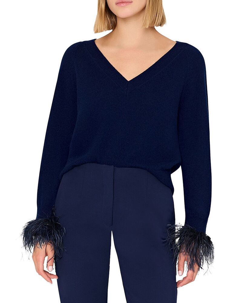 ミリー レディース アウター ニット・セーター Vネック ウール MILLY Wool Blend V Neck Sweater Navy ネイビー