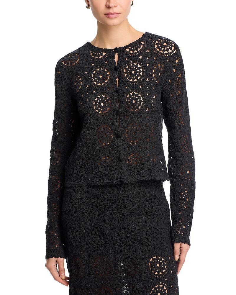 フレーム レディース アウター カーディガン FRAME The Crochet Cardigan Black ブラック