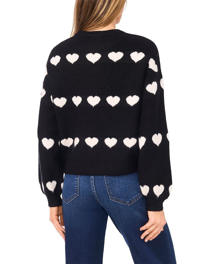 セセ レディース アウター ニット・セーター CeCe Heart Jacquard Crew Sweaterich Black ブラック セセ レディース アウター ニット・セーター CeCe Heart Jacquard Crew Sweaterich Black ブラック