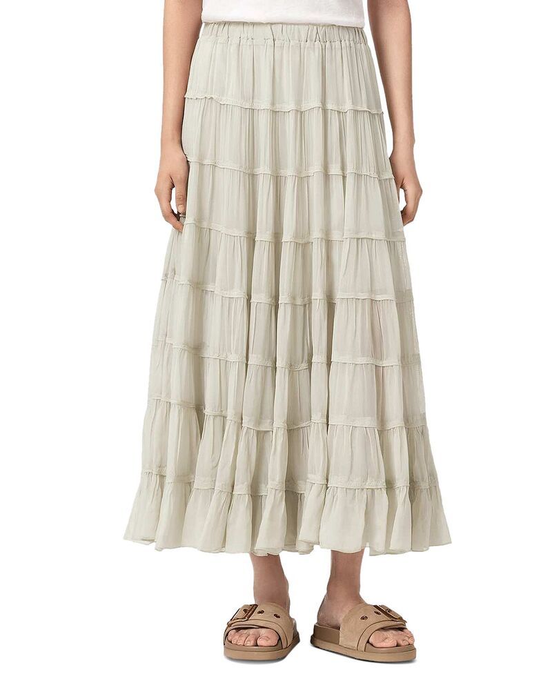 オールセインツ レディース ボトムスカート ティアード マキシ ALLSAINTS Eva Tiered Maxi Skirt Pale Green グリーン