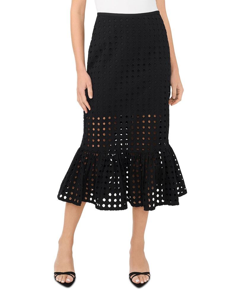 セセ レディース ボトムスカート フリル裾 フリル ミディ CeCeyelet Ruffle Hemidi Skirt Rich Black ブラック