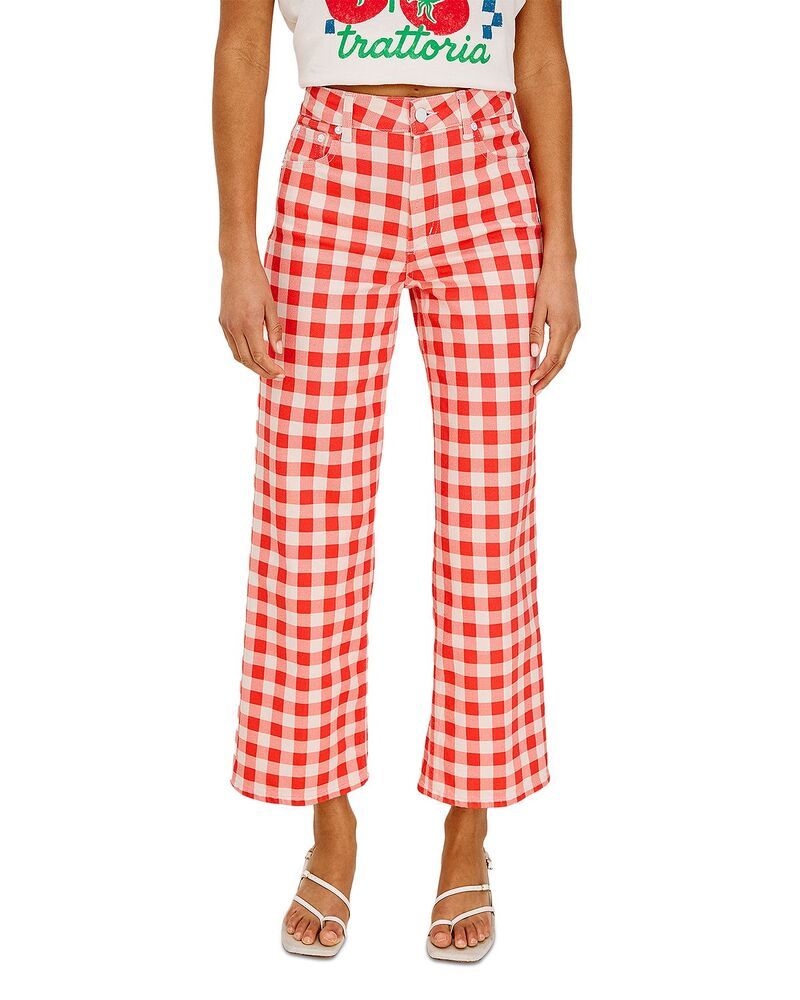 レイルズ レディース ボトムス デニムパンツ ワイドレッグ ギンガムチェック ジーンズ ギンガム Giadzy x Rails The Getty Crop High Rise Wide Leg Jeans in Tomato Gingham TOMATO G